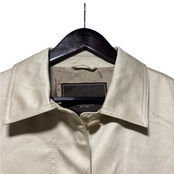 COACH Womens Trench Coat Signature Monogram Beige Size Large - Picture 4 of 12